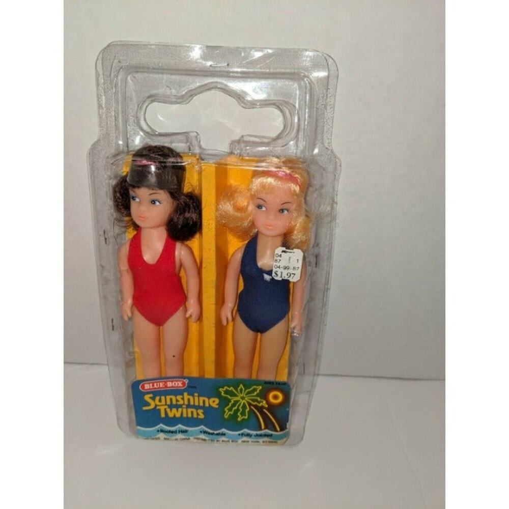 Vintage Blue Box Toys Sunshine Dolls Twins Rooted Hair Fully Jointed No. 3655